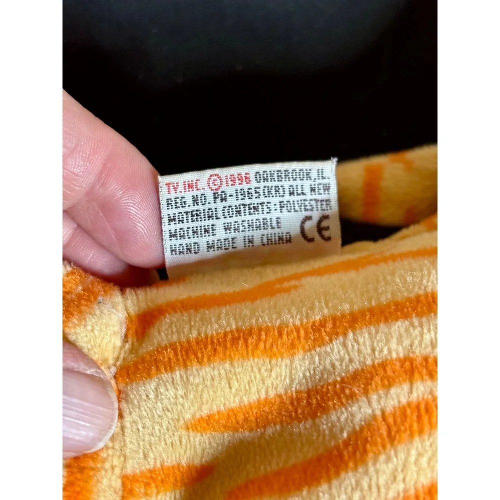 1996 Vintage Ty Beanie Baby Pillow Pals Purr Stripe Tiger Cat Plush Animal